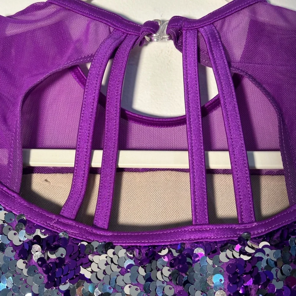 Weissman Purple Sequin Kids tiered dance dress Costume with small flaw‎ Size IC